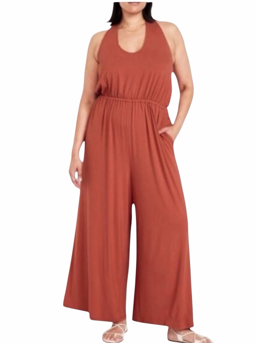 Old Navy Women’s Rust Halter Wide-Leg Jumpsuit Romper Size 2X